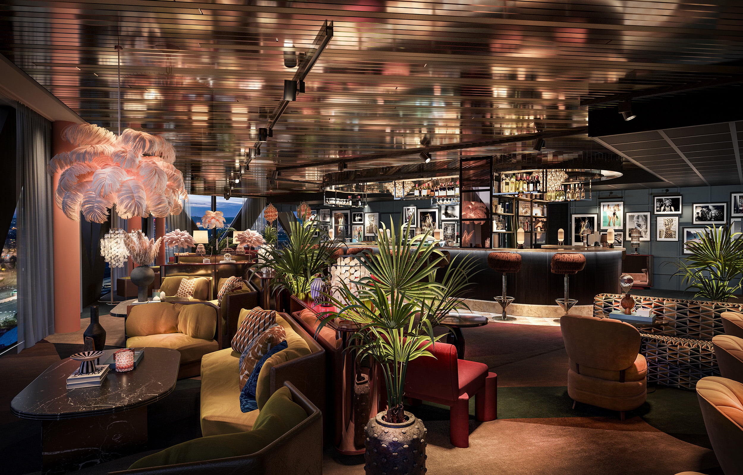 Jacy'z hotel & resort lounge 3d visualisering