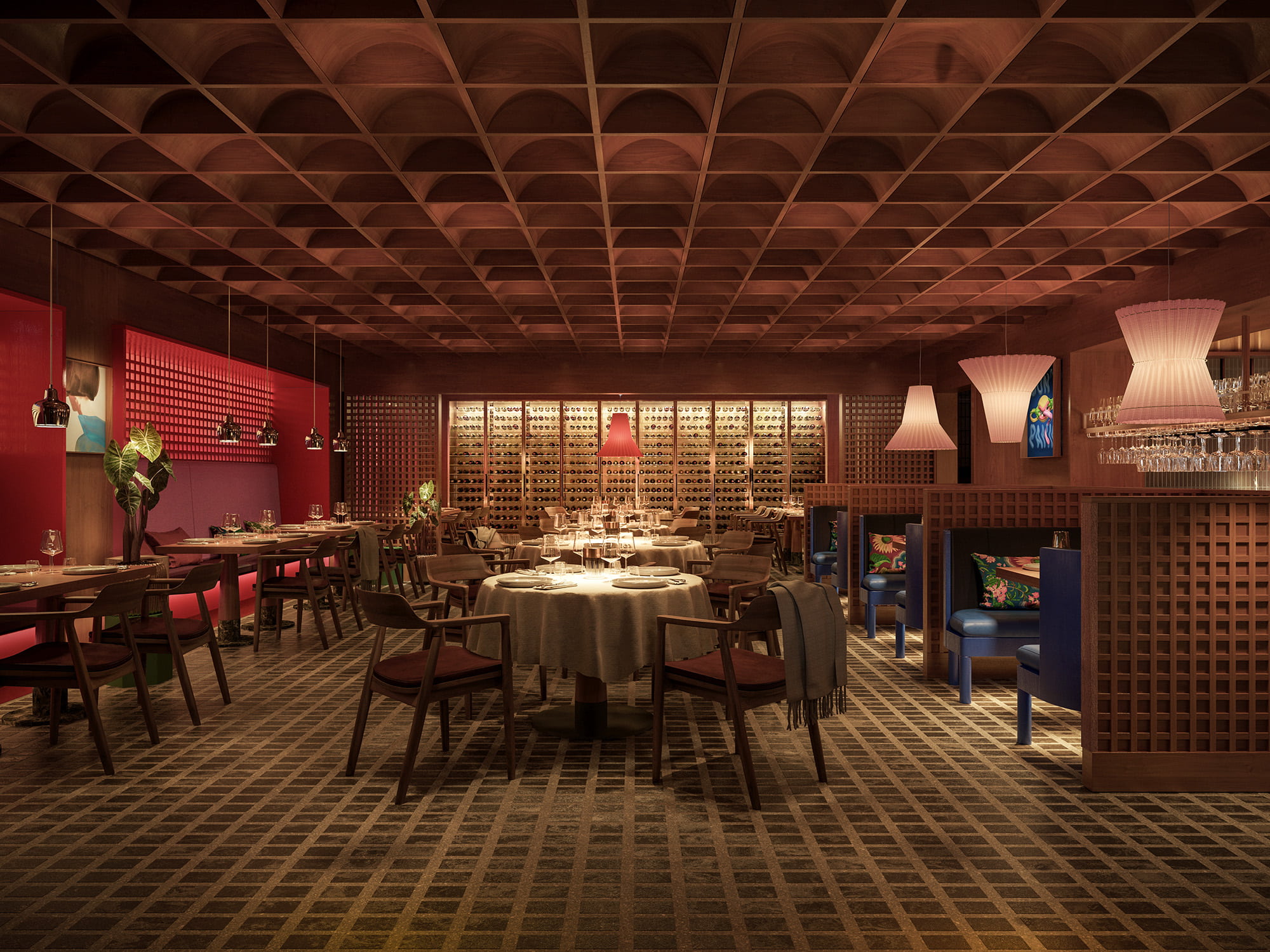 3D visualisering av Studio Frantzén Harrods lilla restaurangen