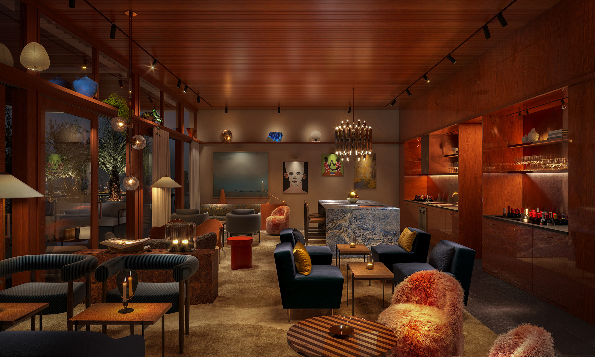 3D visualisering av Studio Frantzén Dubai living room